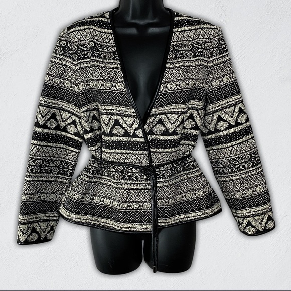 H&M Jackets & Blazers - H&M Tribal Woven Belted Wrap Jacket | M